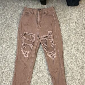 Distressed Brown Jeans